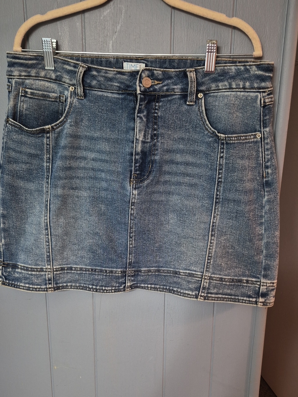 Time and Tru Light Blue Denim Mini Skirt